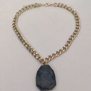 Multi Color Jasper Pendant On Thick  Gold Chain , Adjustable 15-17", Choker